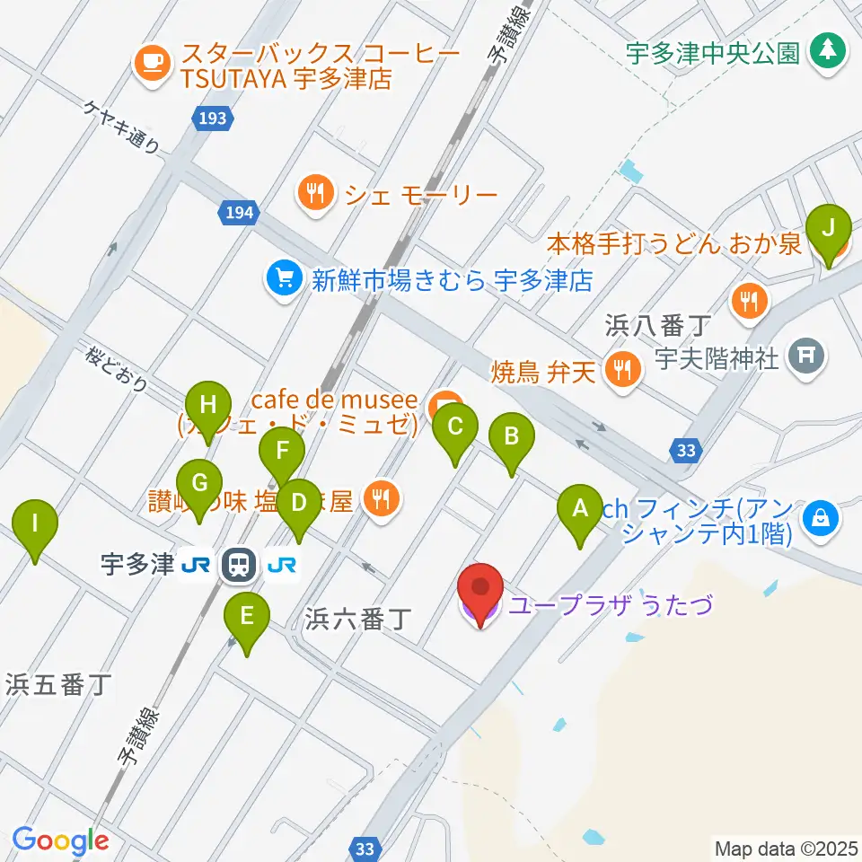 ユープラザうたづ周辺の駐車場・コインパーキング一覧地図