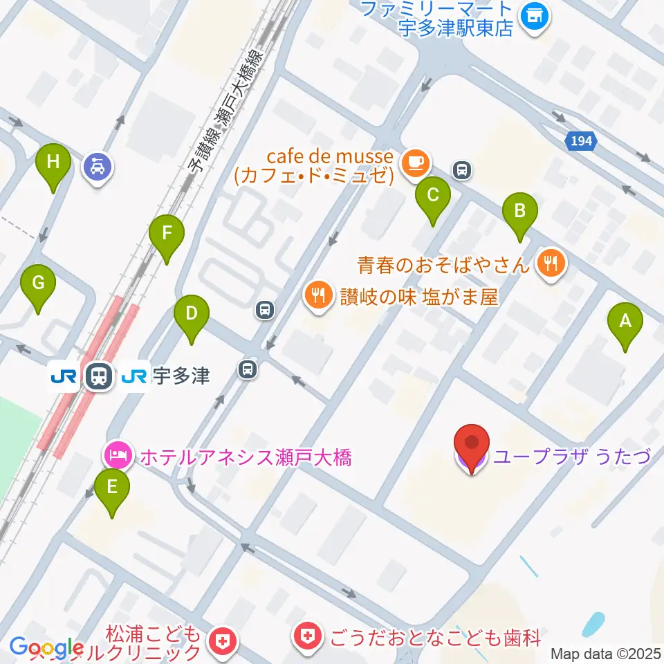 ユープラザうたづ周辺の駐車場・コインパーキング一覧地図