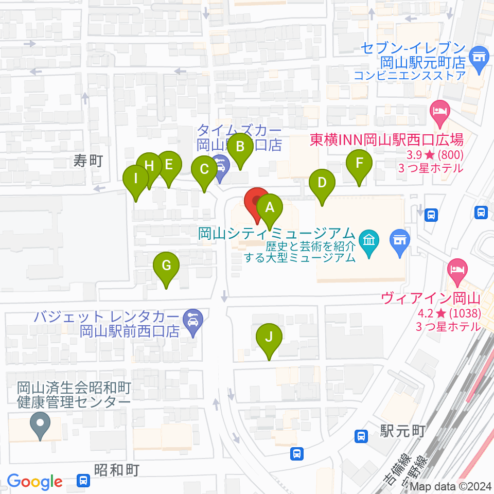 岡山コンベンションセンター周辺の駐車場・コインパーキング一覧地図