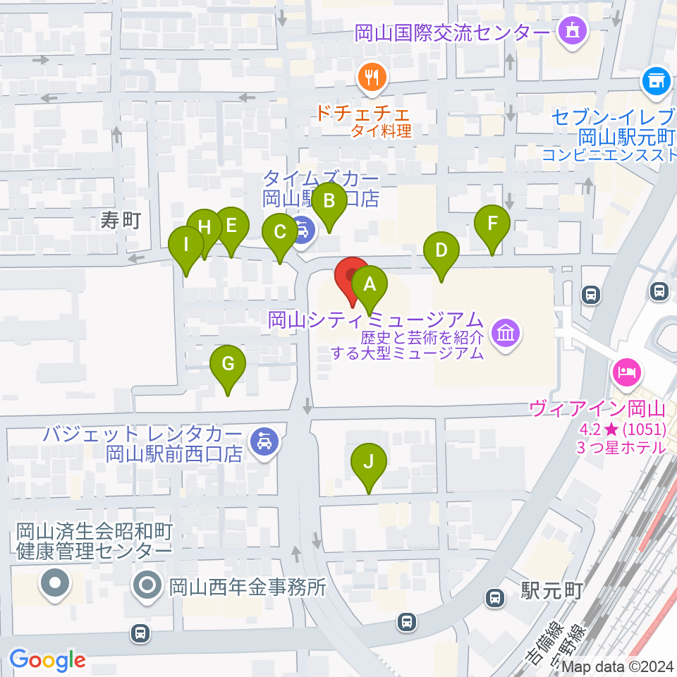 岡山コンベンションセンター周辺の駐車場・コインパーキング一覧地図