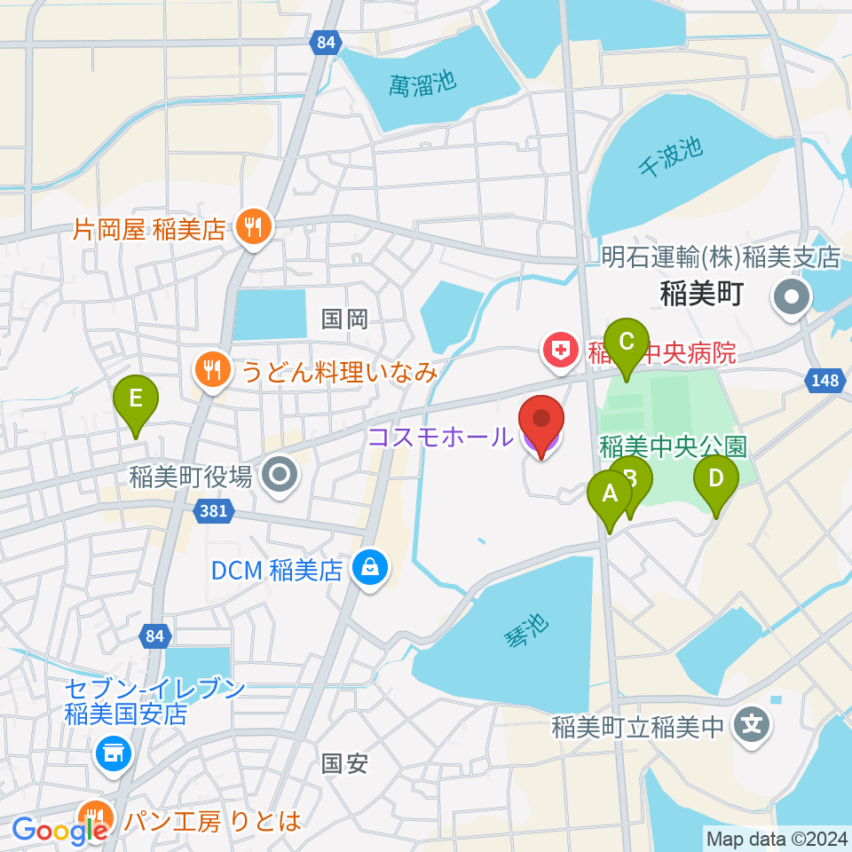 稲美町文化会館コスモホール周辺の駐車場・コインパーキング一覧地図