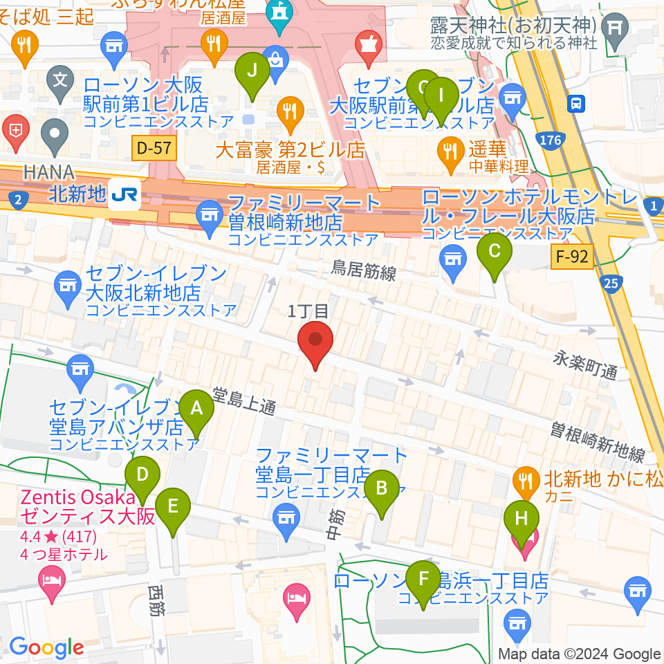 北新地ジャズバー96 クロ周辺の駐車場・コインパーキング一覧地図