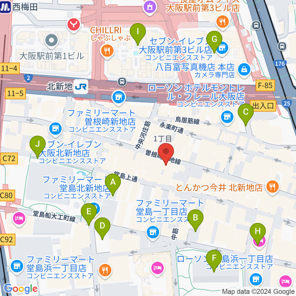 北新地ジャズバー96 クロ周辺の駐車場・コインパーキング一覧地図