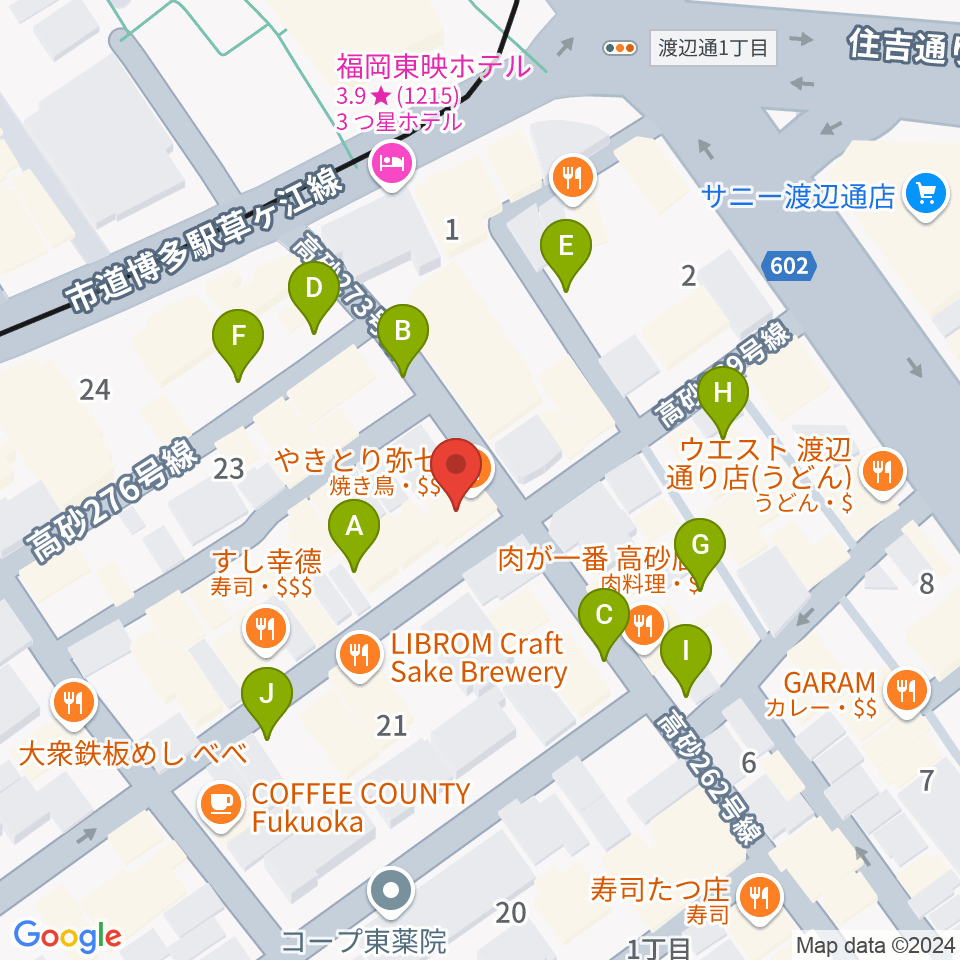 福岡 音故知新周辺の駐車場・コインパーキング一覧地図