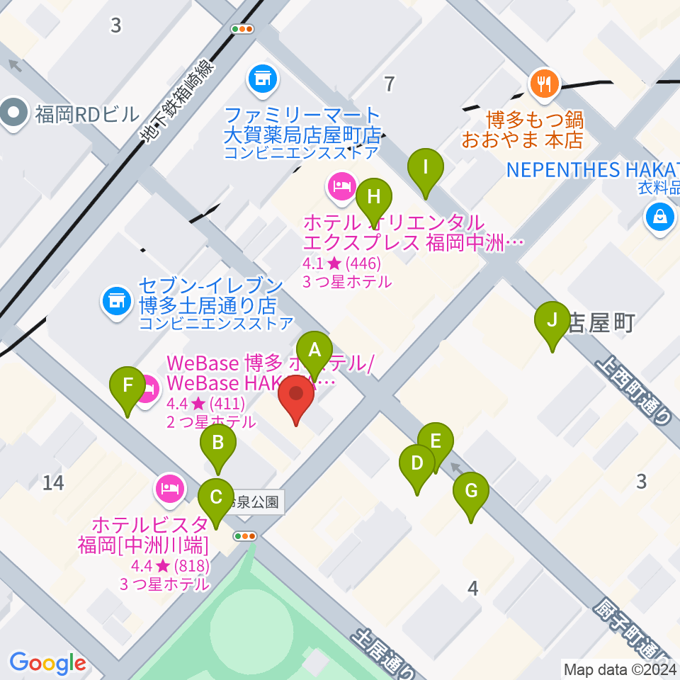 博多デジャヴ周辺の駐車場・コインパーキング一覧地図