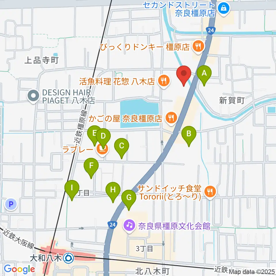 天理楽器 橿原本店・ホール音蔵周辺の駐車場・コインパーキング一覧地図