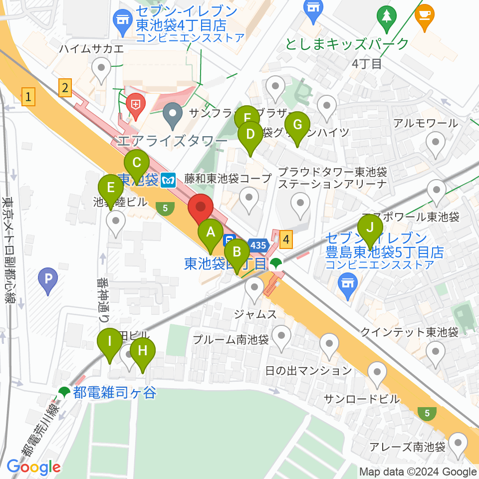 東池袋プレイヤーズ周辺の駐車場・コインパーキング一覧地図