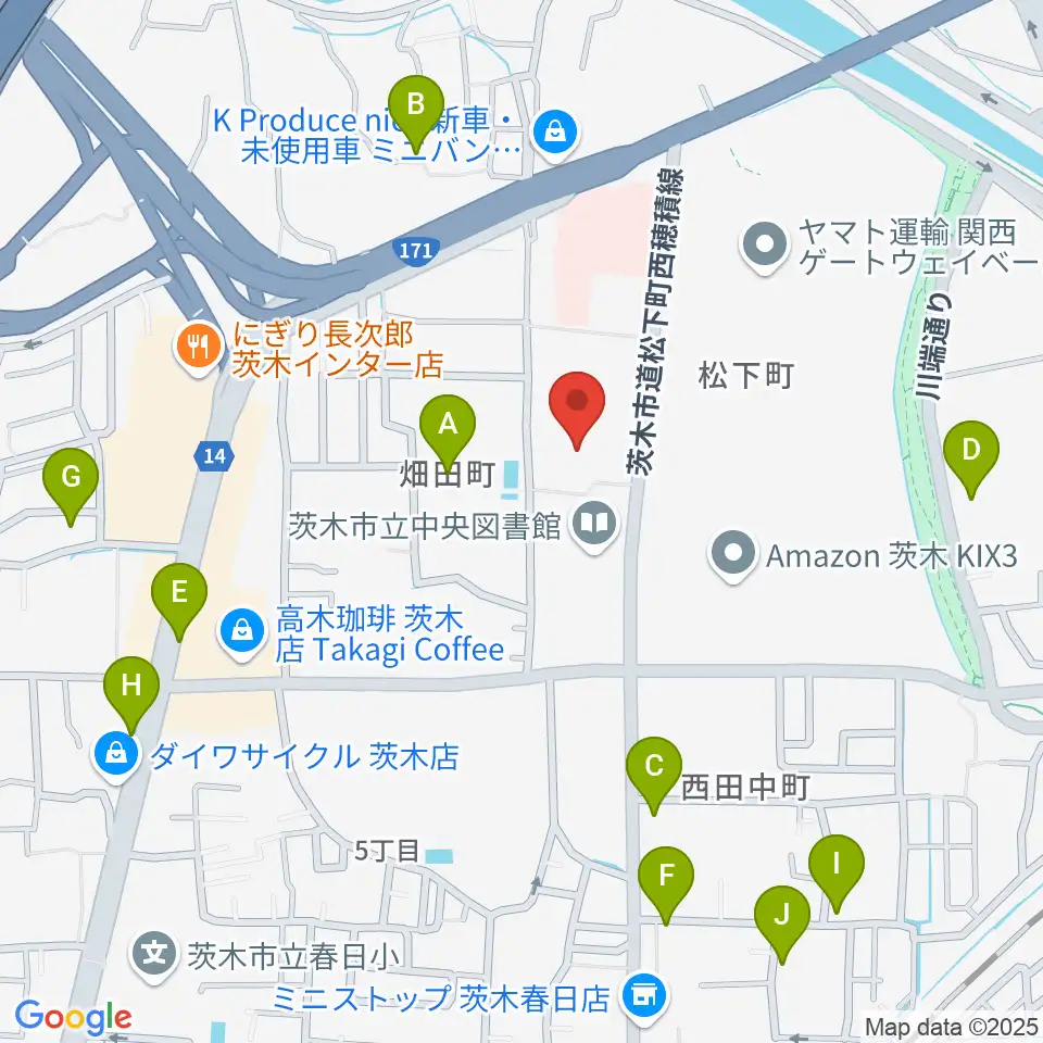 茨木市立生涯学習センターきらめき周辺の駐車場・コインパーキング一覧地図