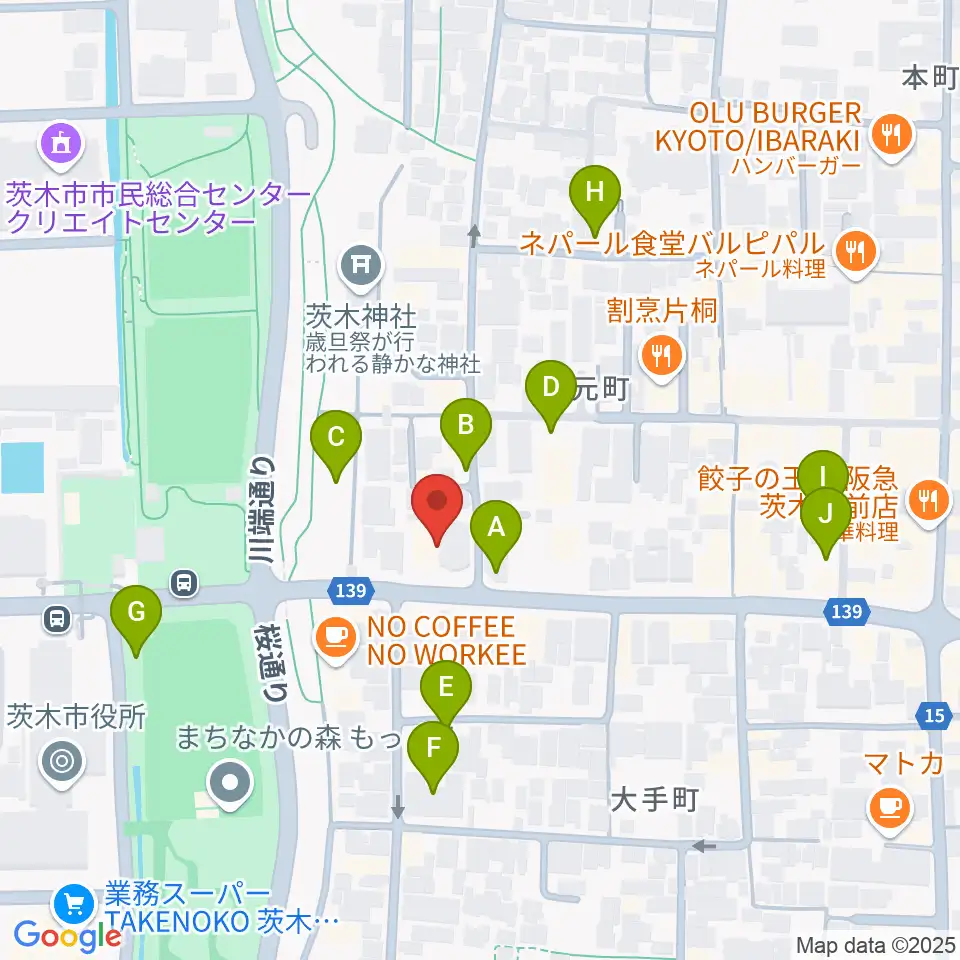 茨木市立男女共生センターローズWAM周辺の駐車場・コインパーキング一覧地図