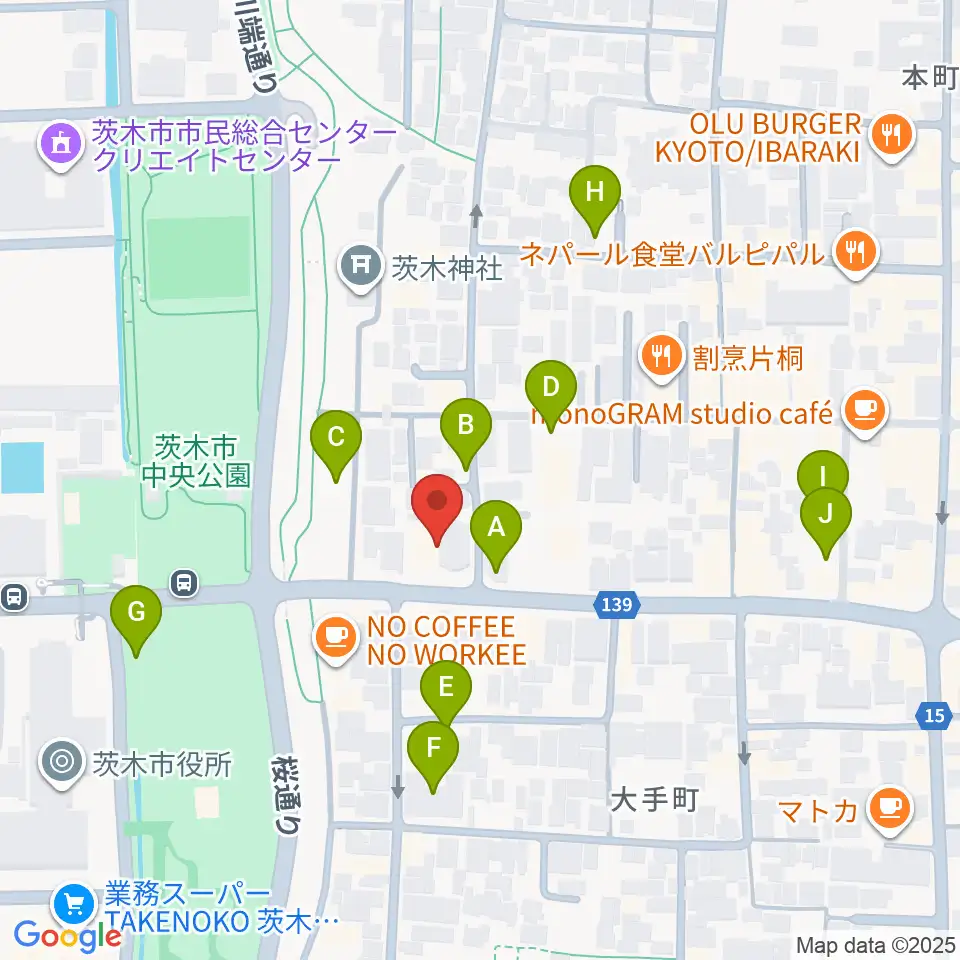 茨木市立男女共生センターローズWAM周辺の駐車場・コインパーキング一覧地図