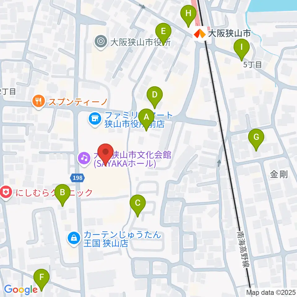 大阪狭山市文化会館 SAYAKAホール周辺の駐車場・コインパーキング一覧地図