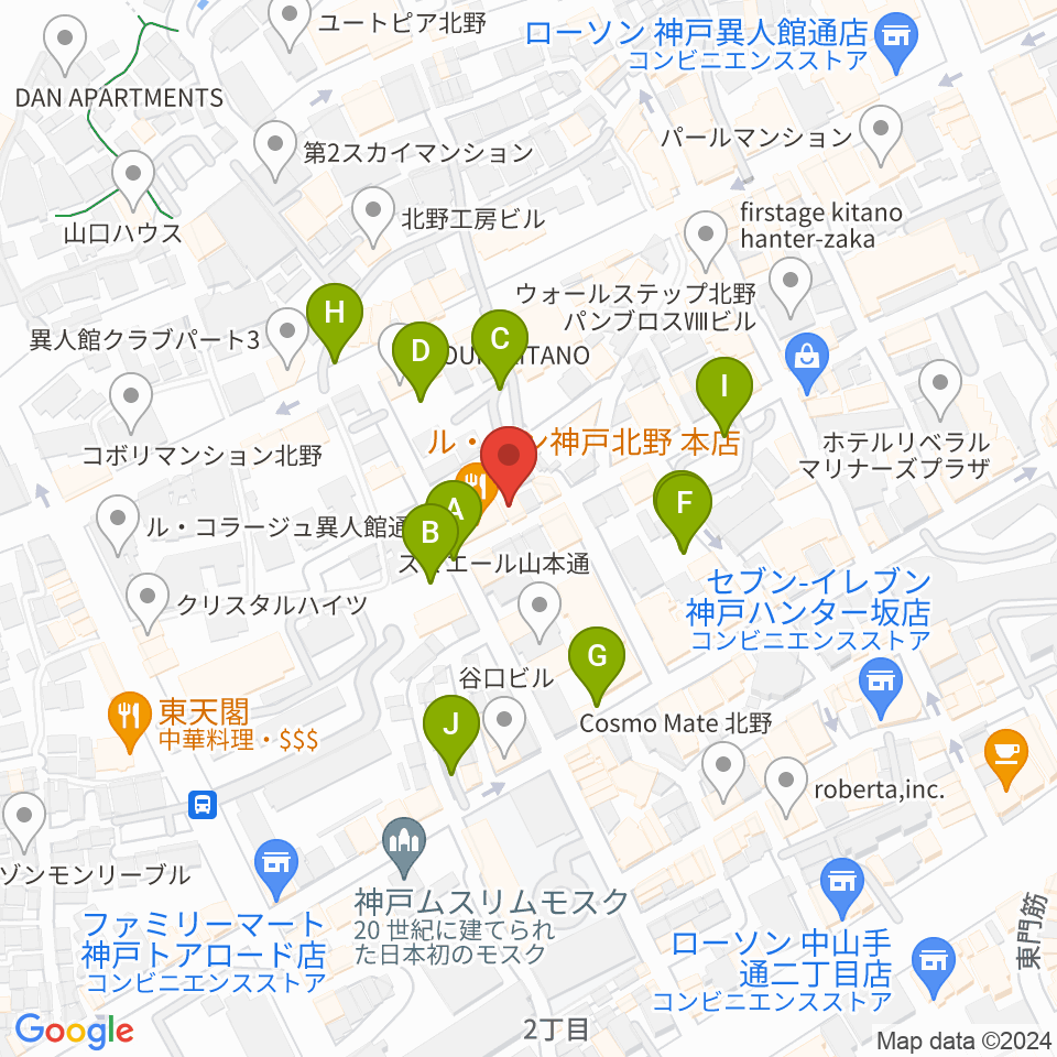 神戸北野ハッピーローラ周辺の駐車場・コインパーキング一覧地図