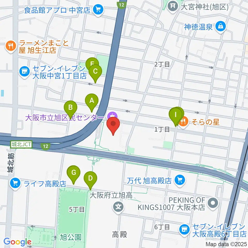 大阪市立旭区民センター周辺の駐車場・コインパーキング一覧地図