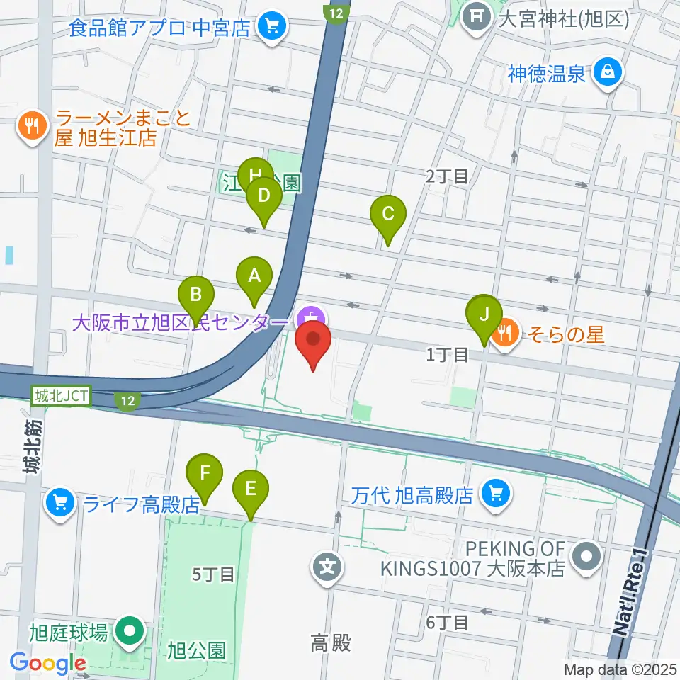 大阪市立旭区民センター周辺の駐車場・コインパーキング一覧地図