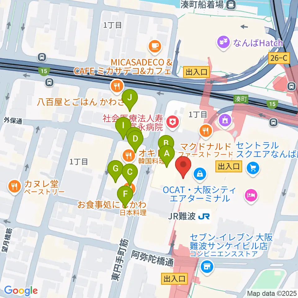 難波市民学習センター周辺の駐車場・コインパーキング一覧地図
