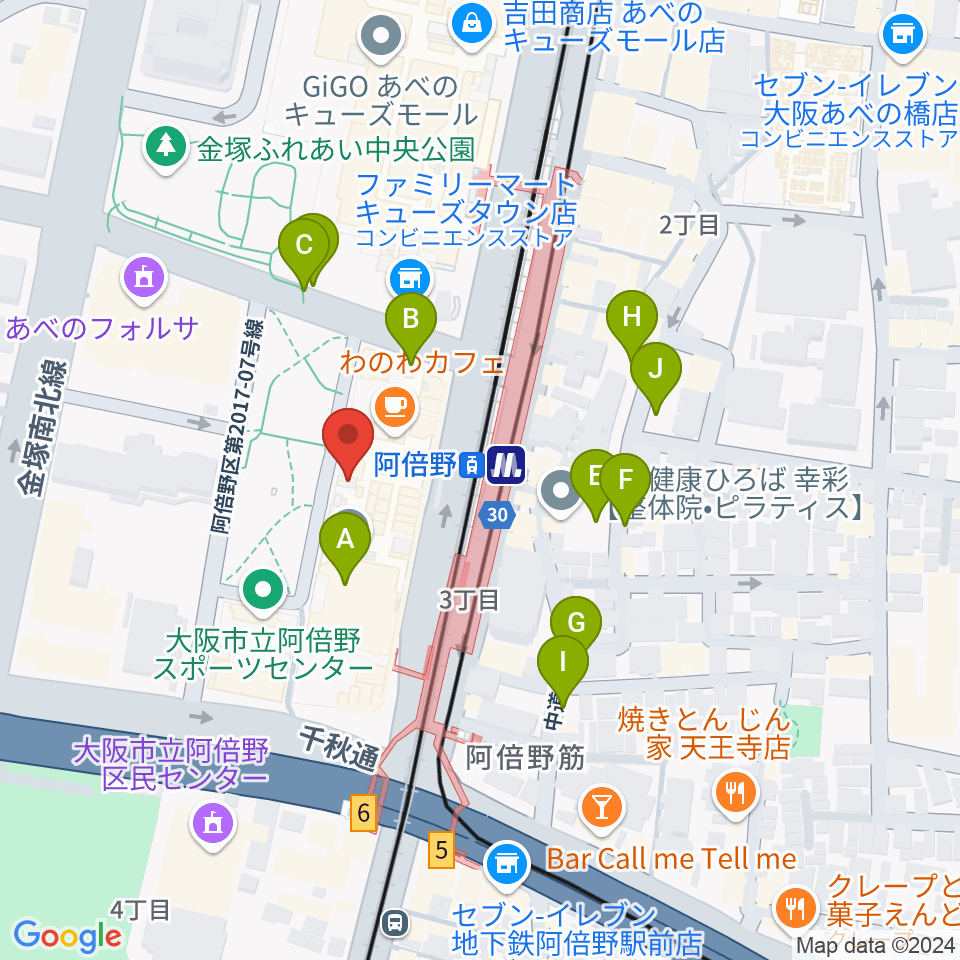 阿倍野市民学習センター周辺の駐車場・コインパーキング一覧地図