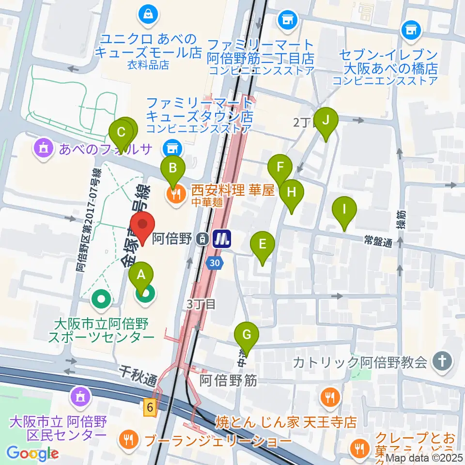 阿倍野市民学習センター周辺の駐車場・コインパーキング一覧地図