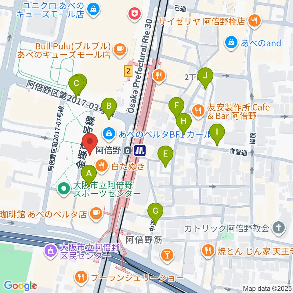阿倍野市民学習センター周辺の駐車場・コインパーキング一覧地図