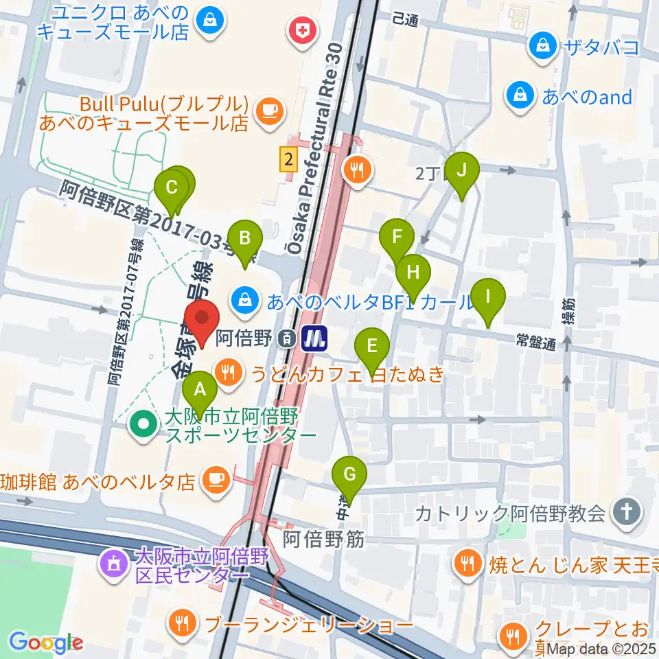 阿倍野市民学習センター周辺の駐車場・コインパーキング一覧地図