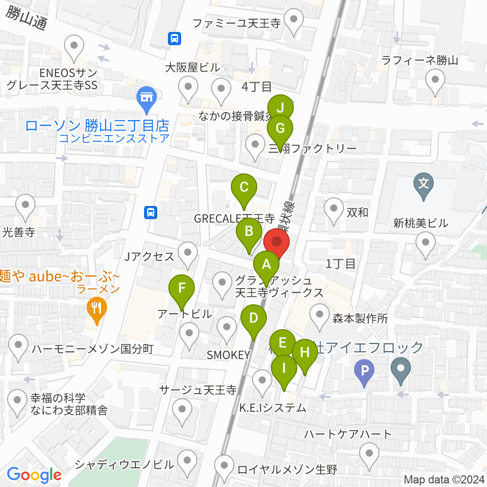 桃谷エムズホール周辺の駐車場・コインパーキング一覧地図