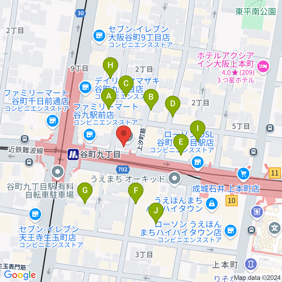 谷町九丁目サブ周辺の駐車場・コインパーキング一覧地図