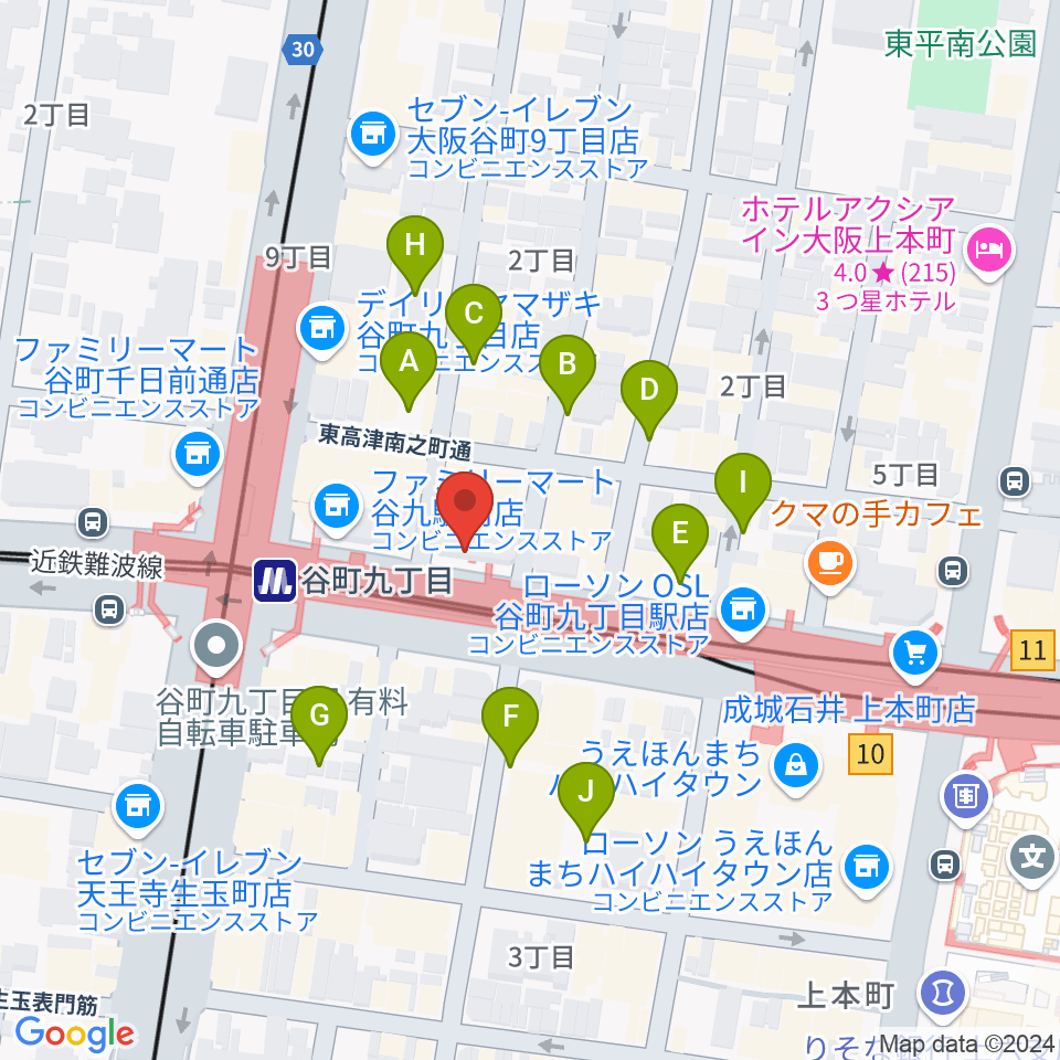 谷町九丁目サブ周辺の駐車場・コインパーキング一覧地図