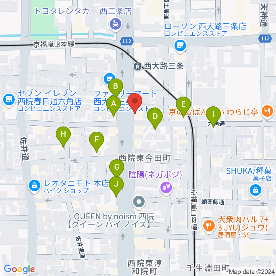 京都西院ウーララ周辺の駐車場・コインパーキング一覧地図