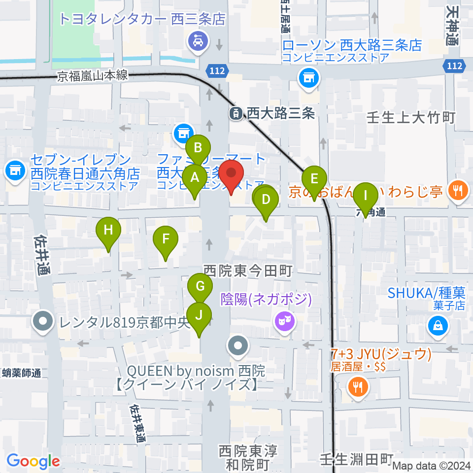 京都西院ウーララ周辺の駐車場・コインパーキング一覧地図