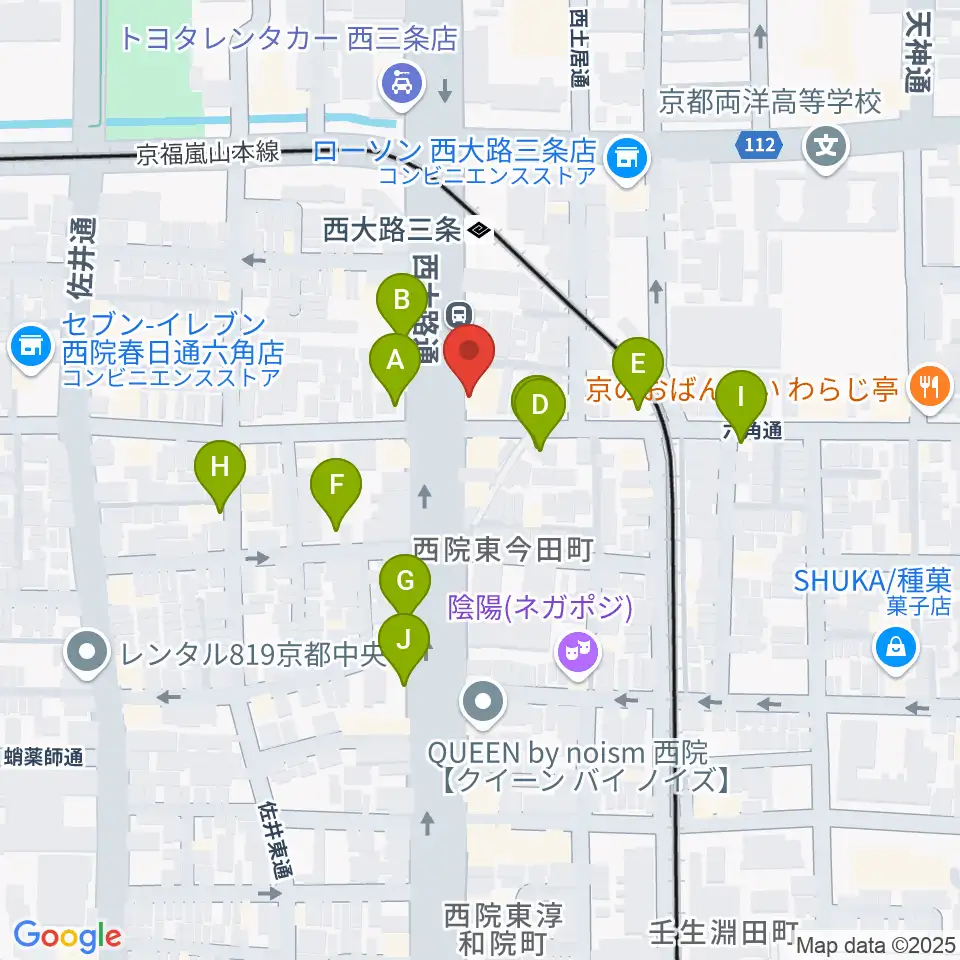 京都西院ウーララ周辺の駐車場・コインパーキング一覧地図