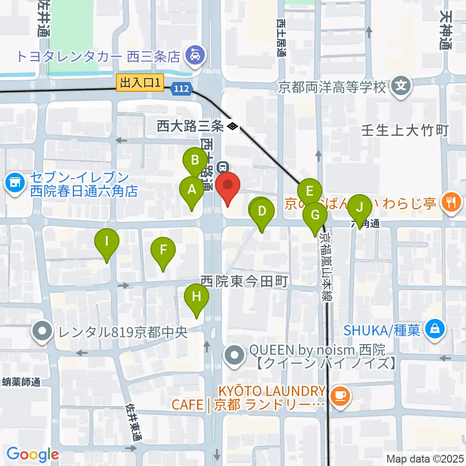 京都西院ウーララ周辺の駐車場・コインパーキング一覧地図