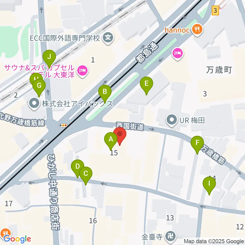 梅田アクトスリーホール周辺の駐車場・コインパーキング一覧地図