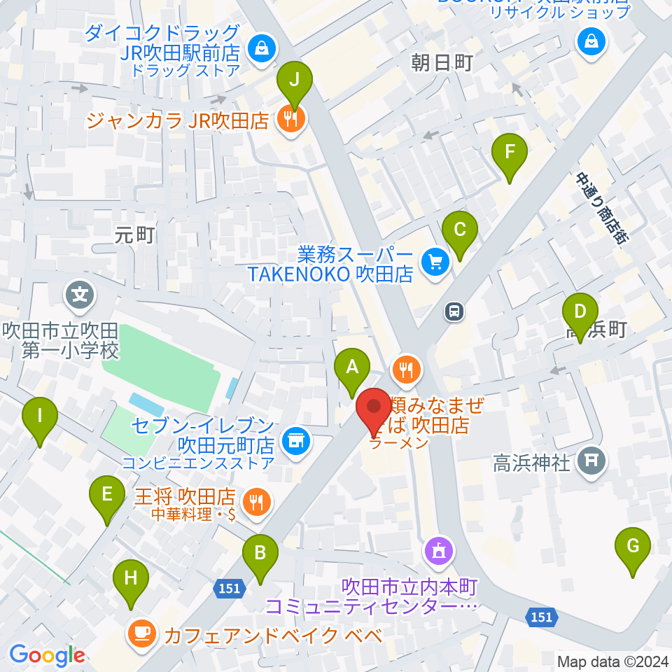 吹田TAKE FIVE周辺の駐車場・コインパーキング一覧地図