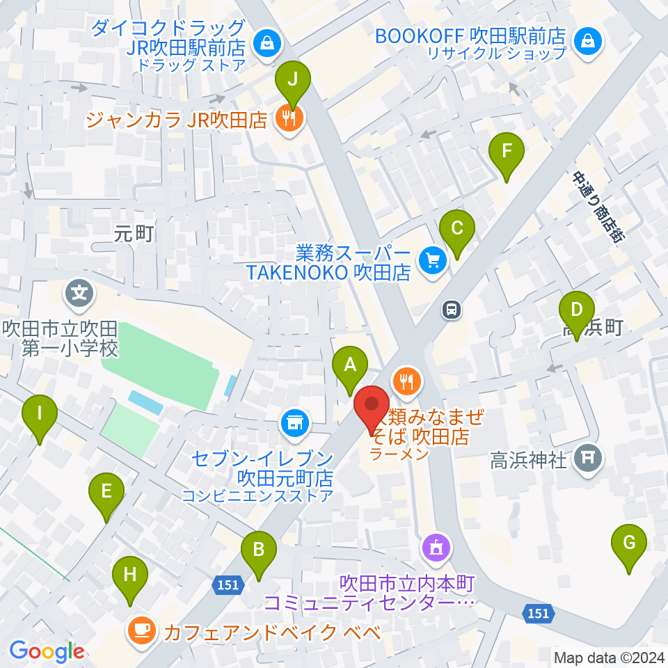 吹田TAKE FIVE周辺の駐車場・コインパーキング一覧地図