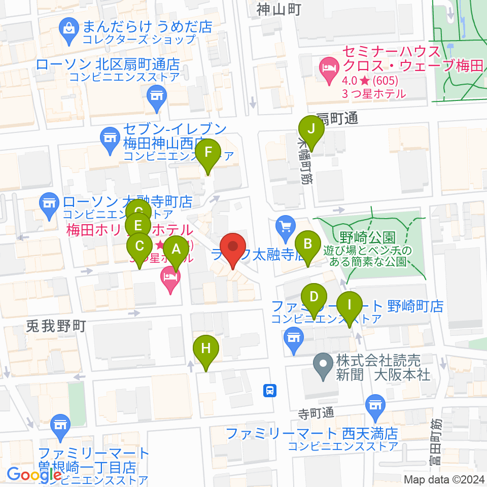 梅田ハードレイン周辺の駐車場・コインパーキング一覧地図