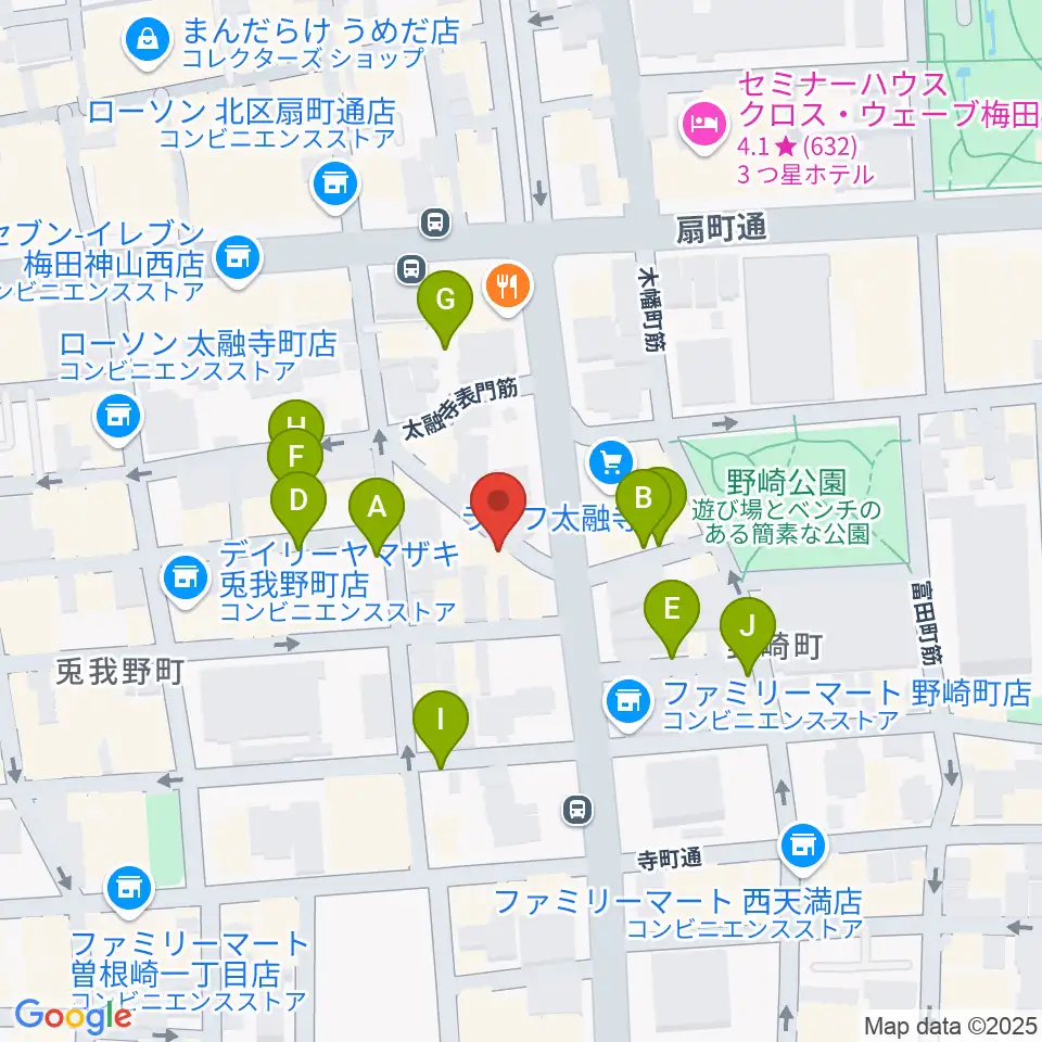 梅田ハードレイン周辺の駐車場・コインパーキング一覧地図