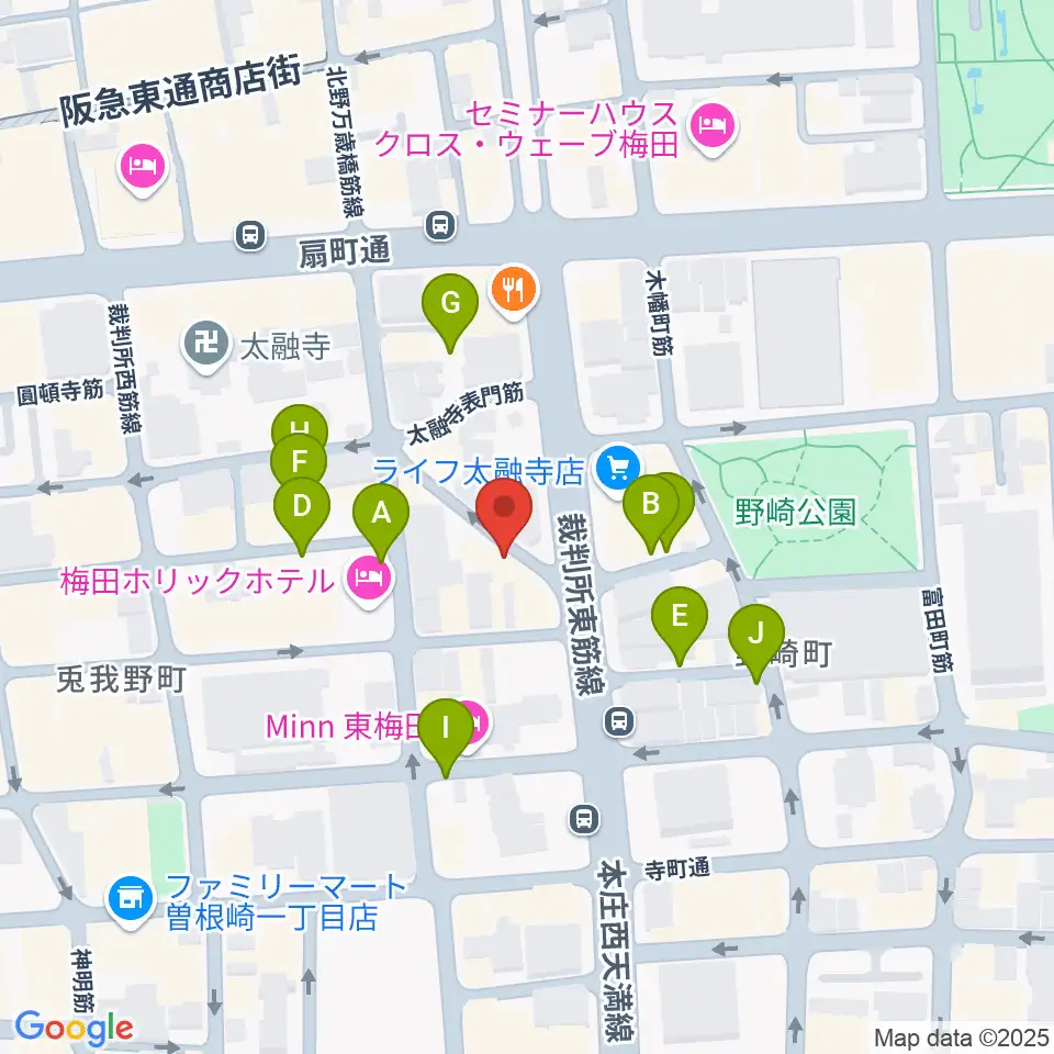 梅田ハードレイン周辺の駐車場・コインパーキング一覧地図