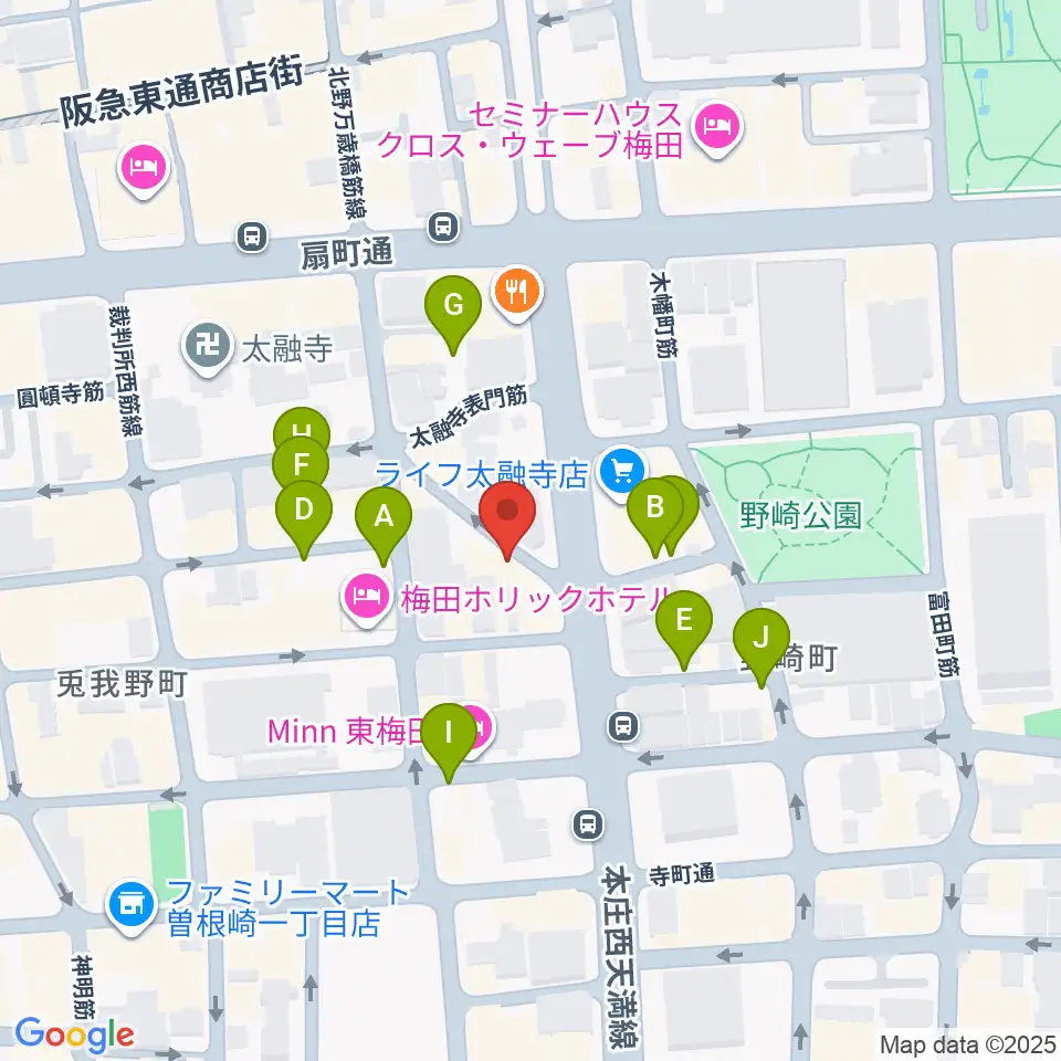 梅田ハードレイン周辺の駐車場・コインパーキング一覧地図