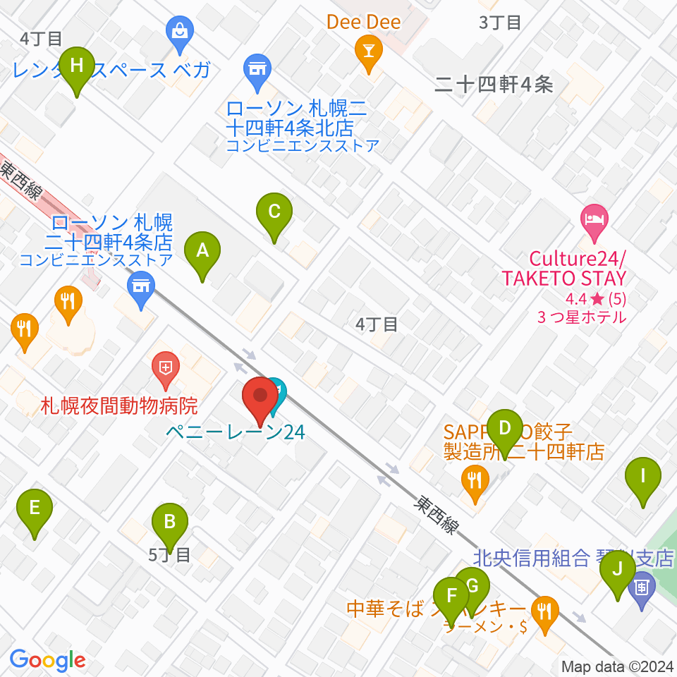 札幌ペニーレーン24周辺の駐車場・コインパーキング一覧地図