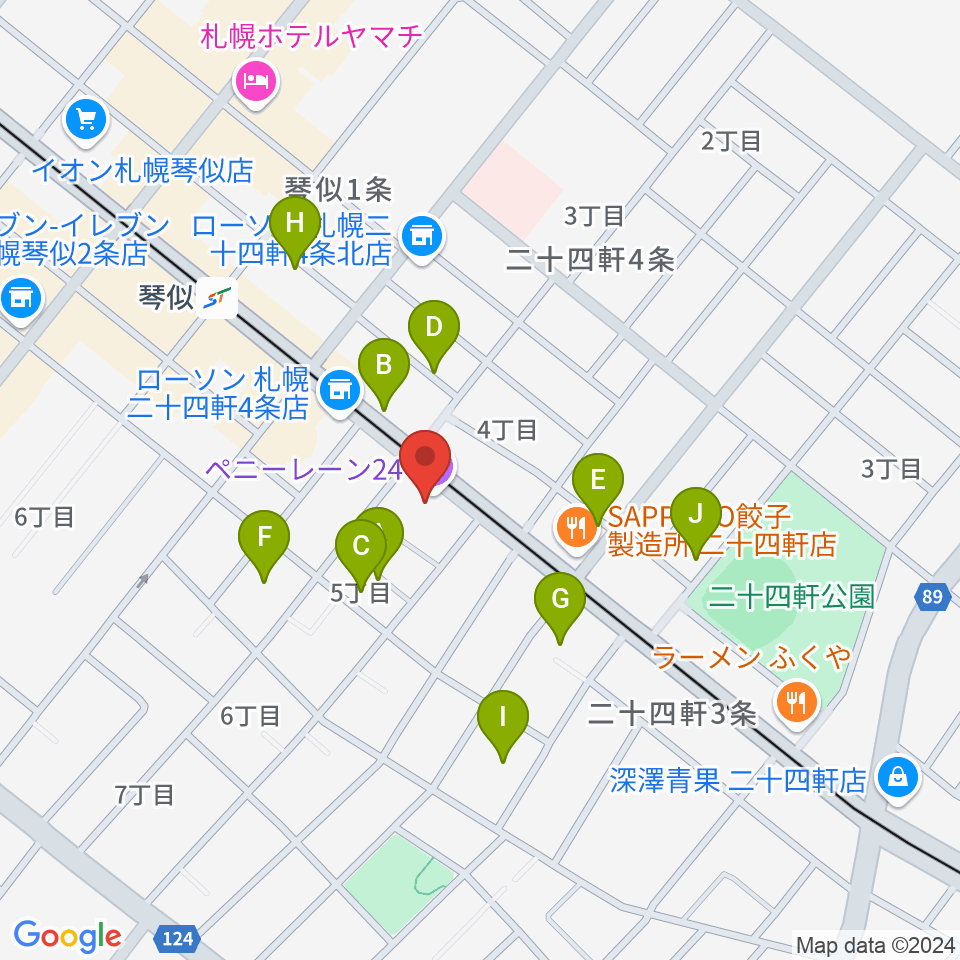 札幌ペニーレーン24周辺の駐車場・コインパーキング一覧地図