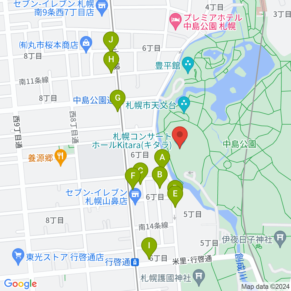 札幌コンサートホールKitara周辺の駐車場・コインパーキング一覧地図