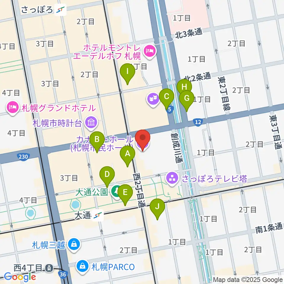 カナモトホール(札幌市民ホール) 周辺の駐車場・コインパーキング一覧マップ カナモトホール(札幌市民ホール) 周辺の駐車場・コインパーキング一覧マップ