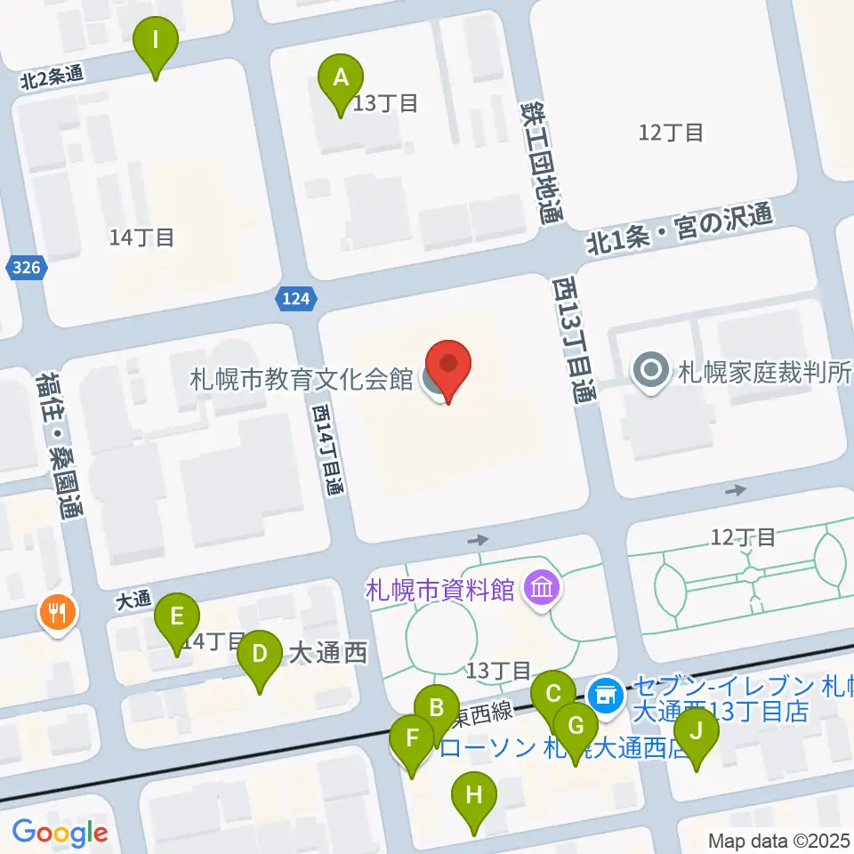 札幌市教育文化会館周辺の駐車場・コインパーキング一覧地図
