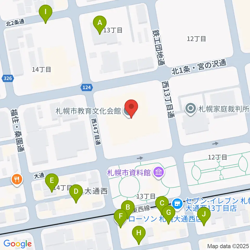 札幌市教育文化会館周辺の駐車場・コインパーキング一覧地図