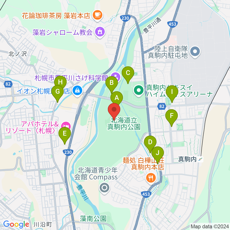 真駒内セキスイハイムスタジアム周辺の駐車場・コインパーキング一覧地図