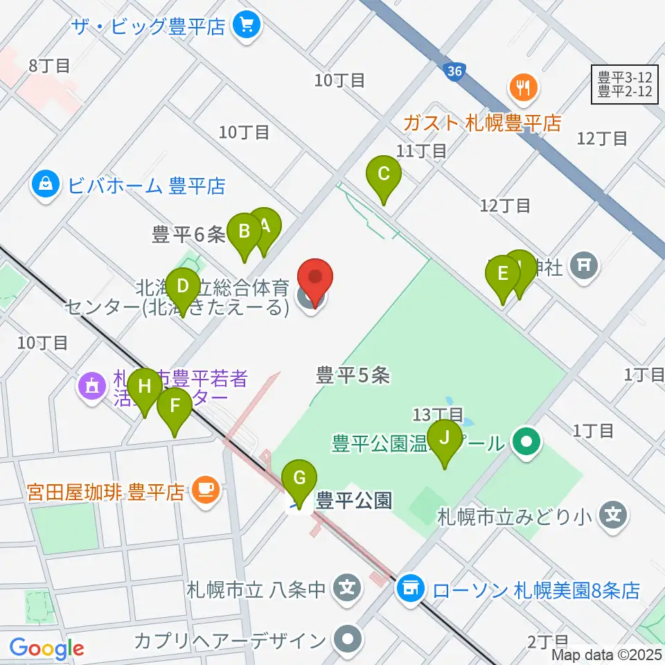 北海きたえーる周辺の駐車場・コインパーキング一覧地図