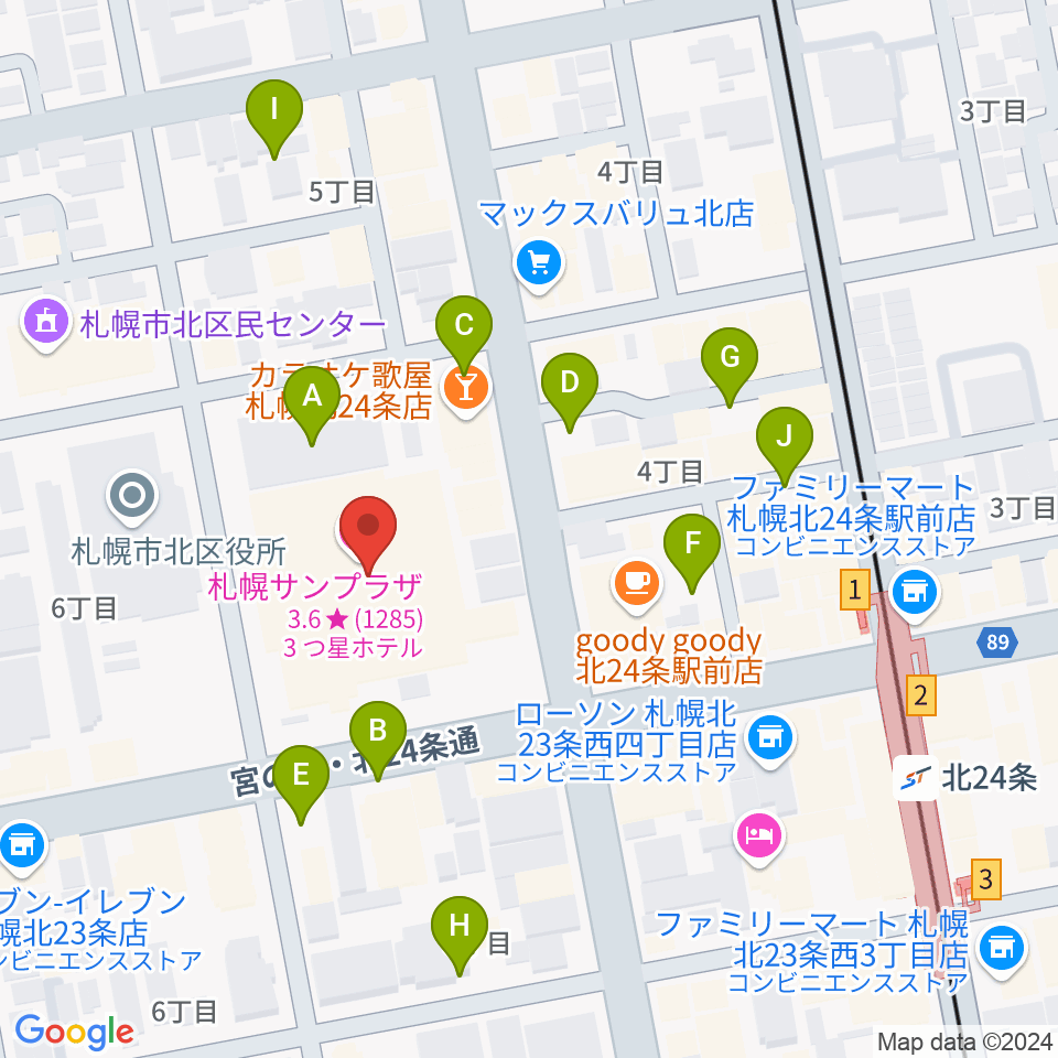 札幌サンプラザホール周辺の駐車場・コインパーキング一覧地図