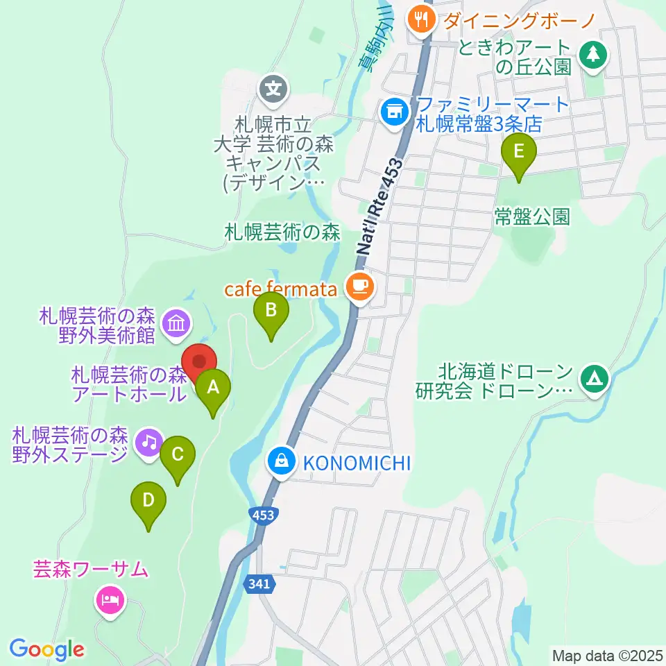 札幌芸術の森アートホール周辺の駐車場・コインパーキング一覧地図