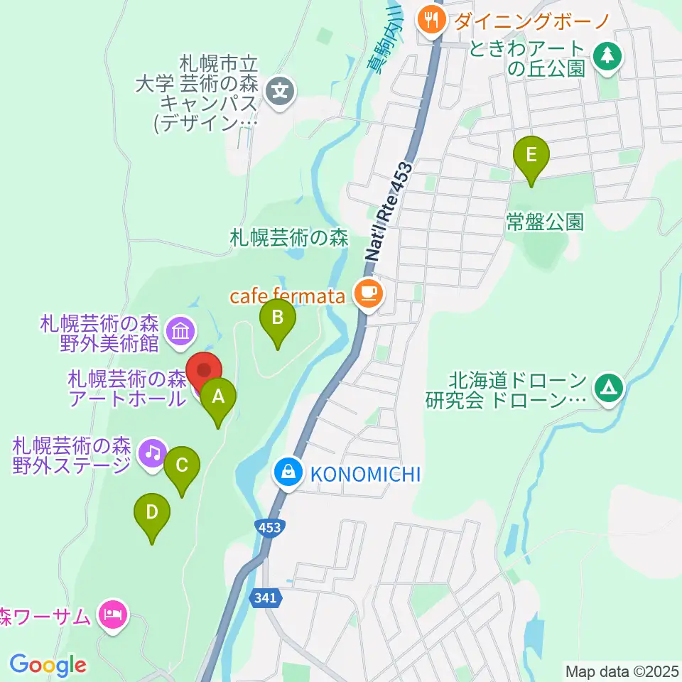 札幌芸術の森アートホール周辺の駐車場・コインパーキング一覧地図