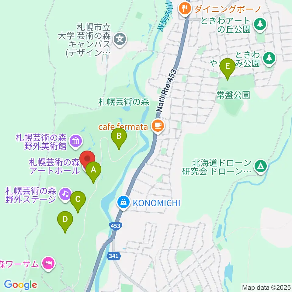 札幌芸術の森アートホール周辺の駐車場・コインパーキング一覧地図
