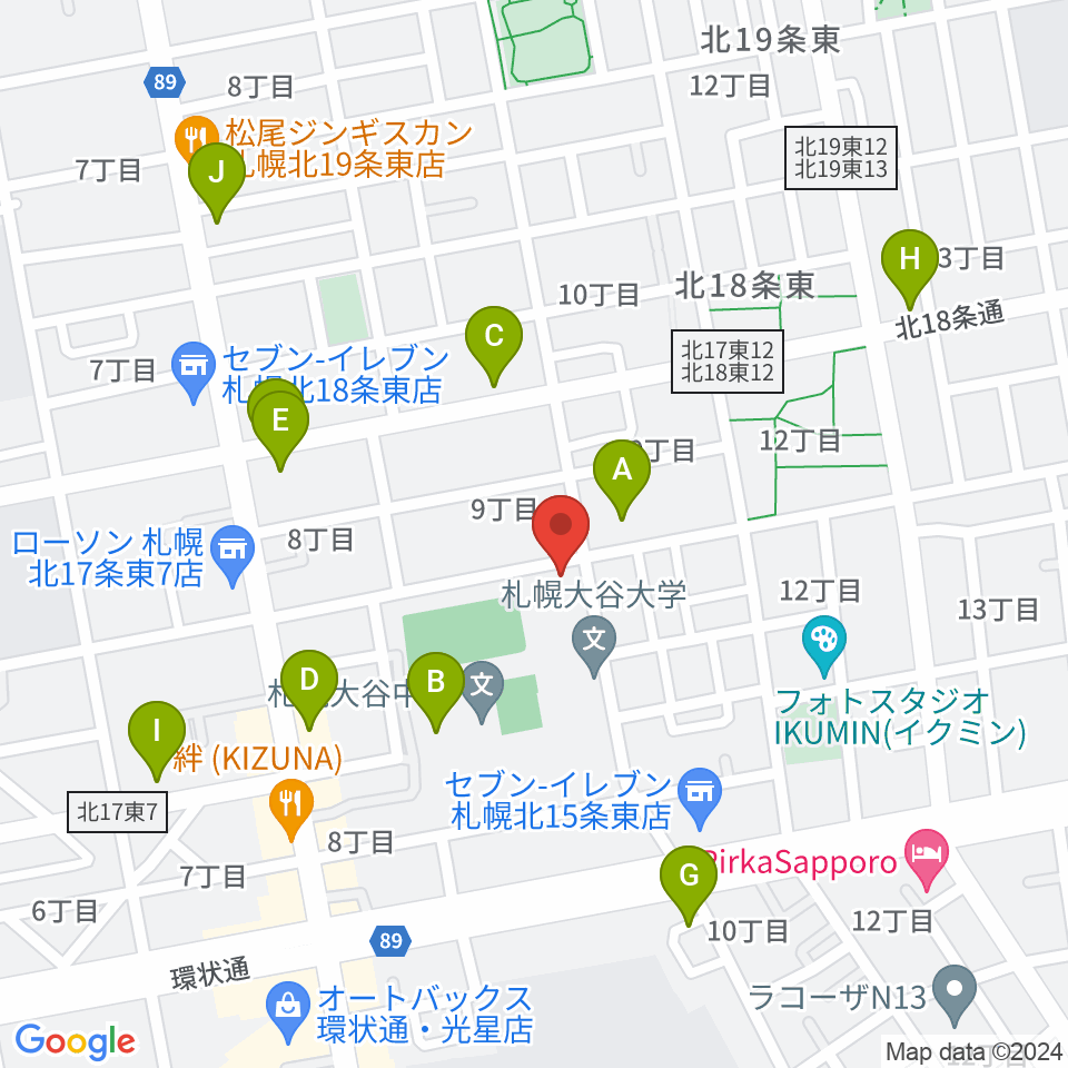 札幌大谷大学 大谷記念ホール周辺の駐車場・コインパーキング一覧地図